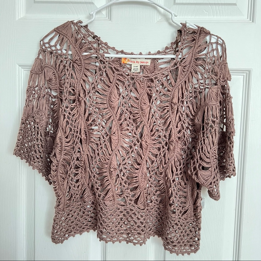 Love By Design | Boho Crocheted Knit Cropped Top